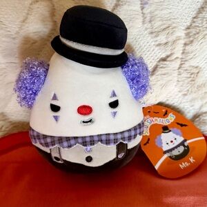 “Ms.K” 5in (little) Squishmallows Purple Hair Clown Plaid Plush Black Hat